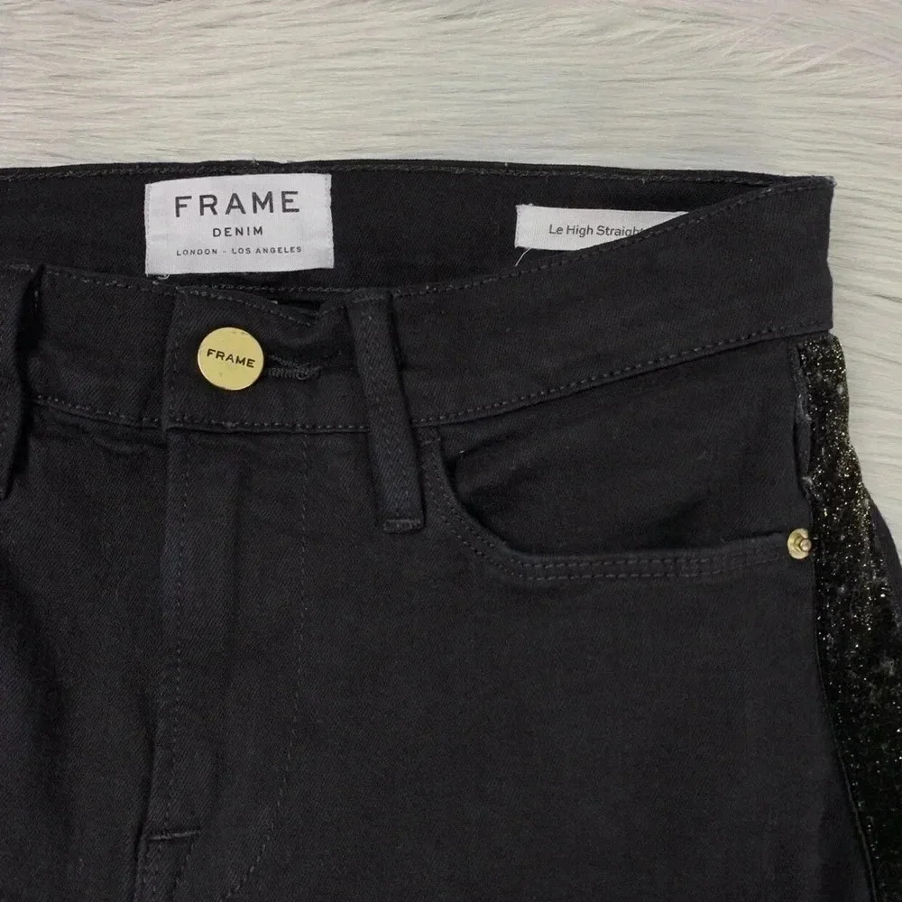 FRAME DENIM Le High Straight Jeans Velvet Tux Ray Stagger Women's Size 25 - Picture 9 of 13